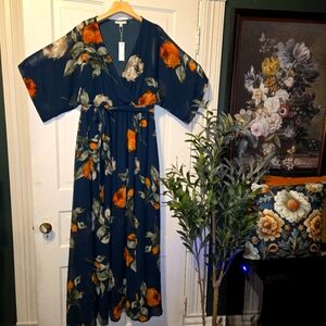 Baltic Born Full Length Green Floral Print Dress (Medium)